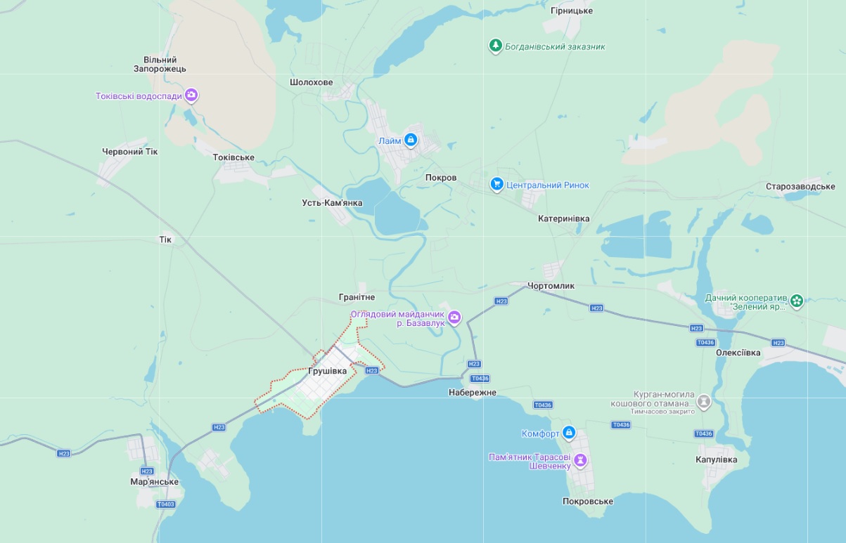 Місцерозташування села Грушівка Криворізького району Дніпропетровської області (карта: google.com/maps)